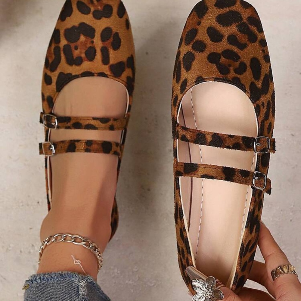 Spring/Autumn New Leopard Print Square Toe Women Flat Shoes, Fashion Daily